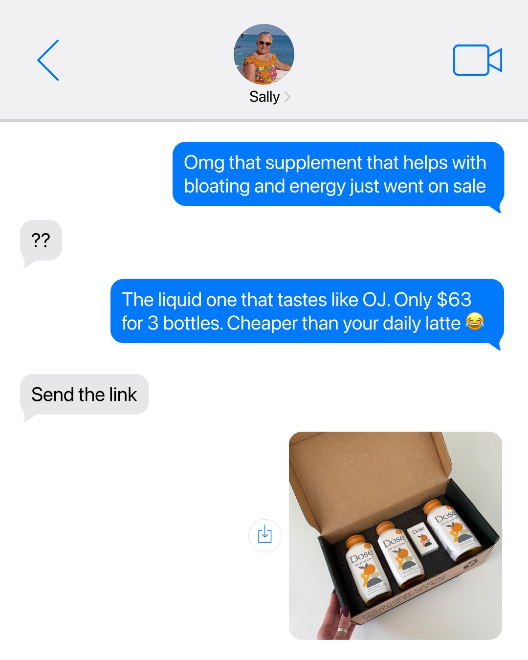 Dose text message ad reference