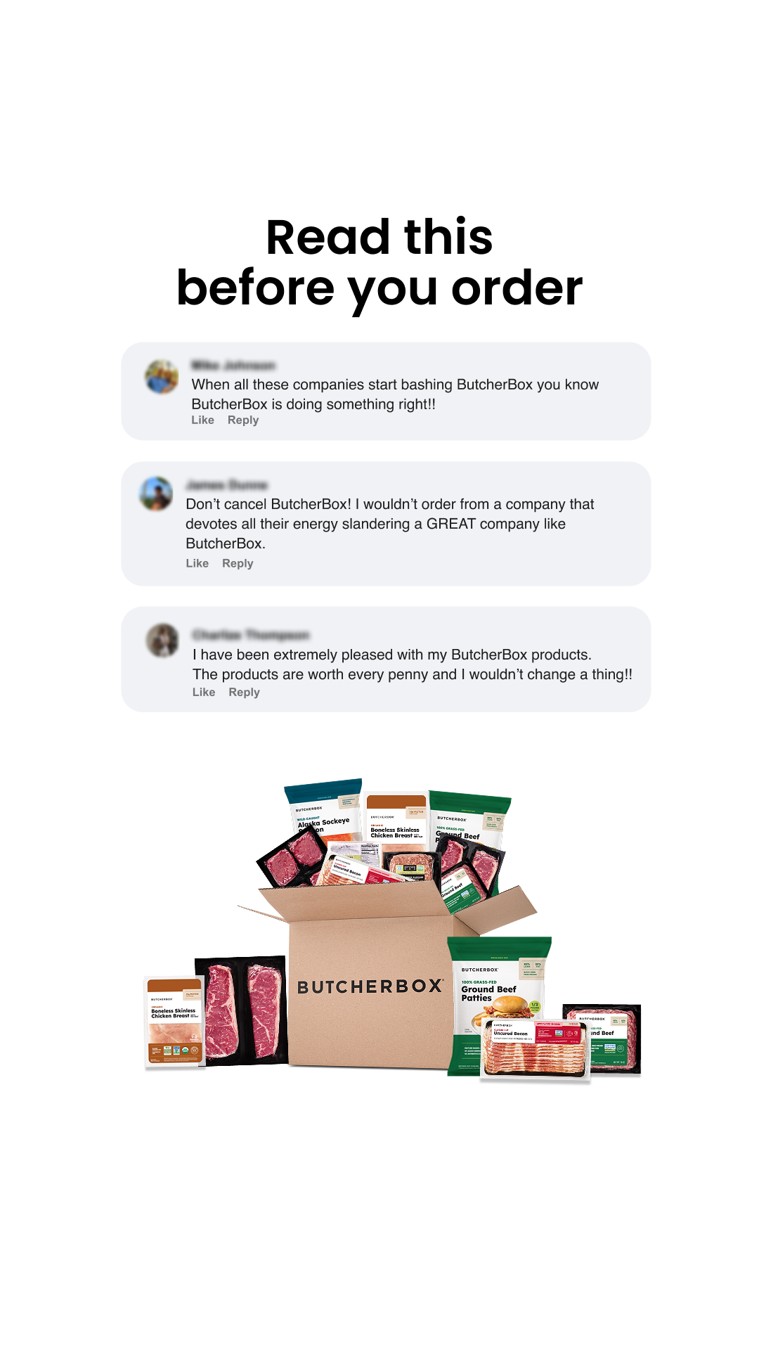 ButcherBox social comments ad reference