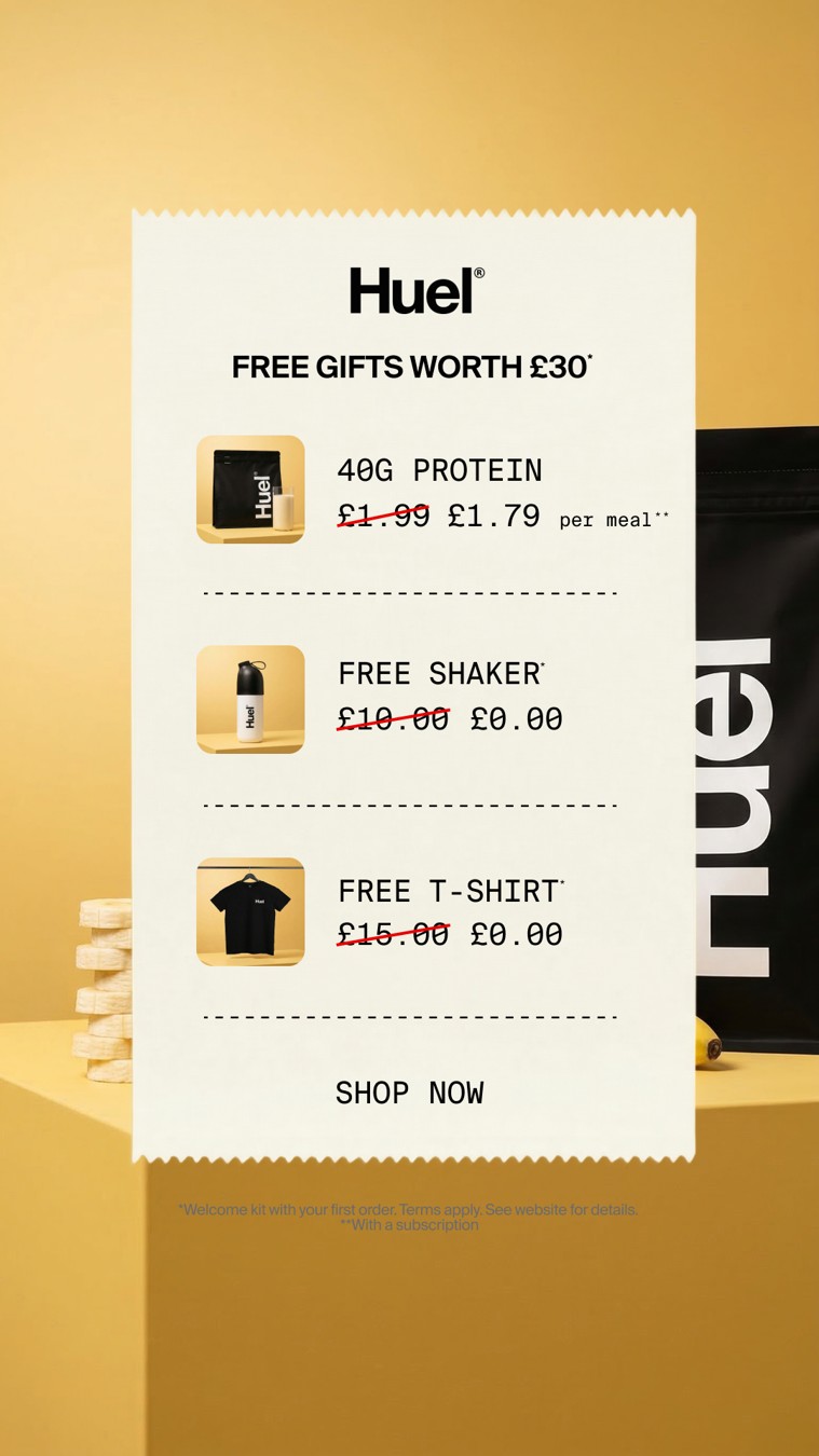 Huel document mockup ad reference