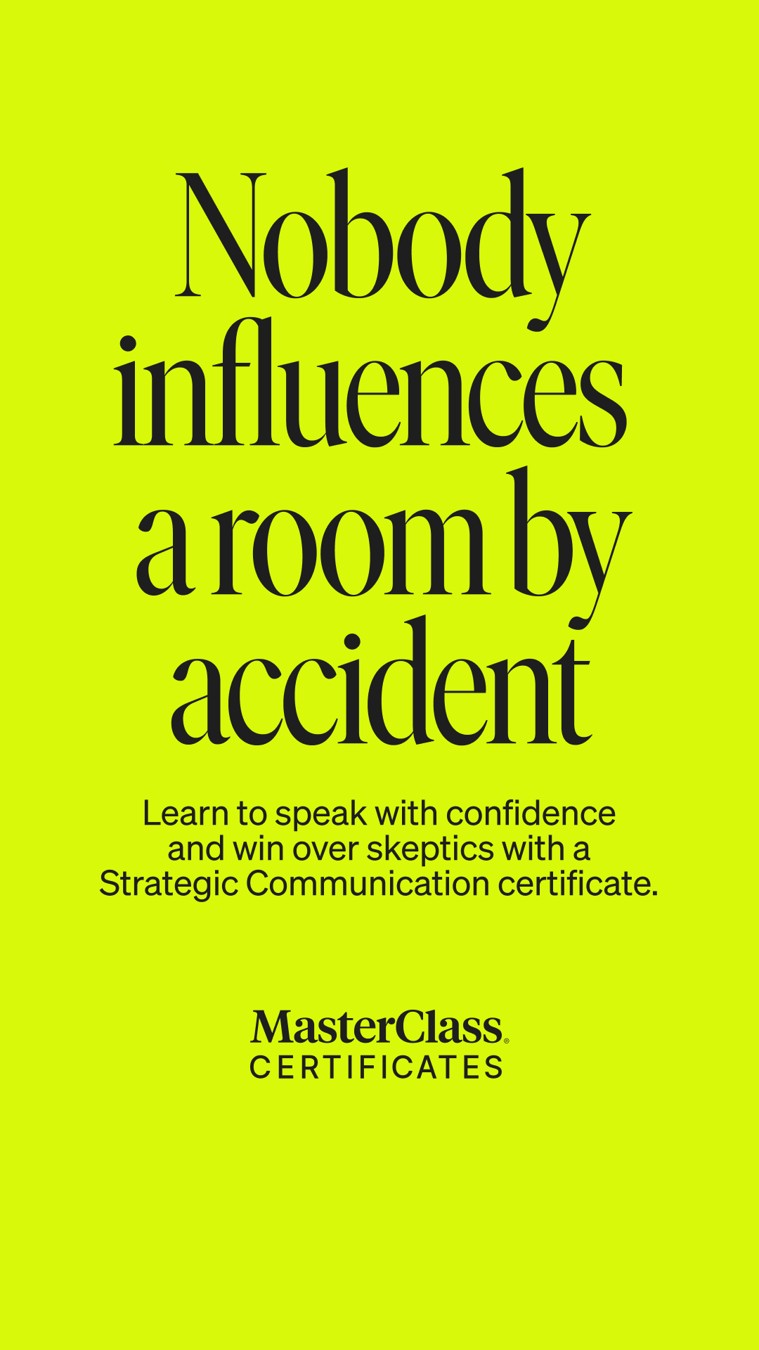 MasterClass text-led statement ad reference
